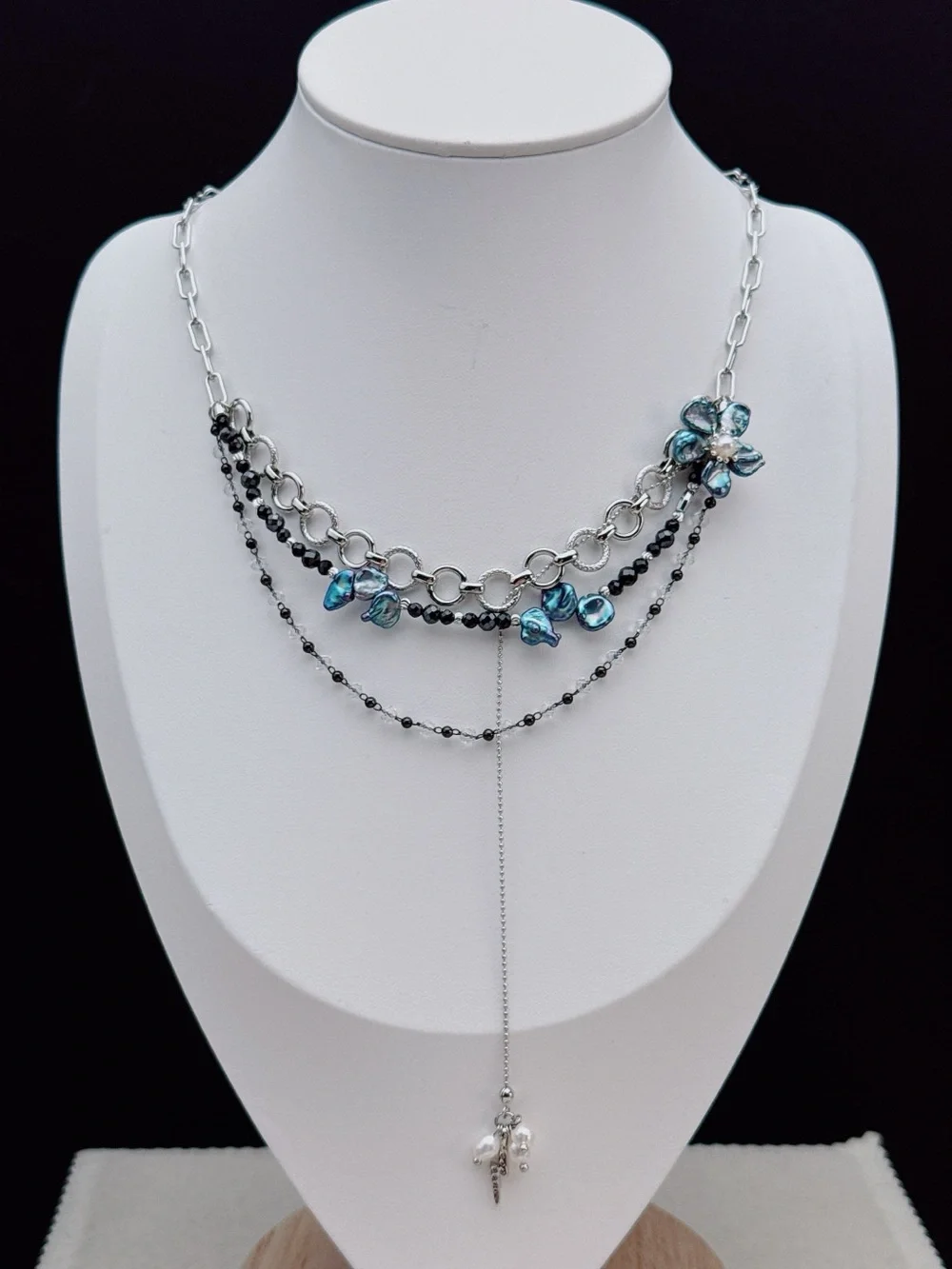 26X515 Handmade Freshwater Baroque Pearl Flower Dainty Necklace 16+2”